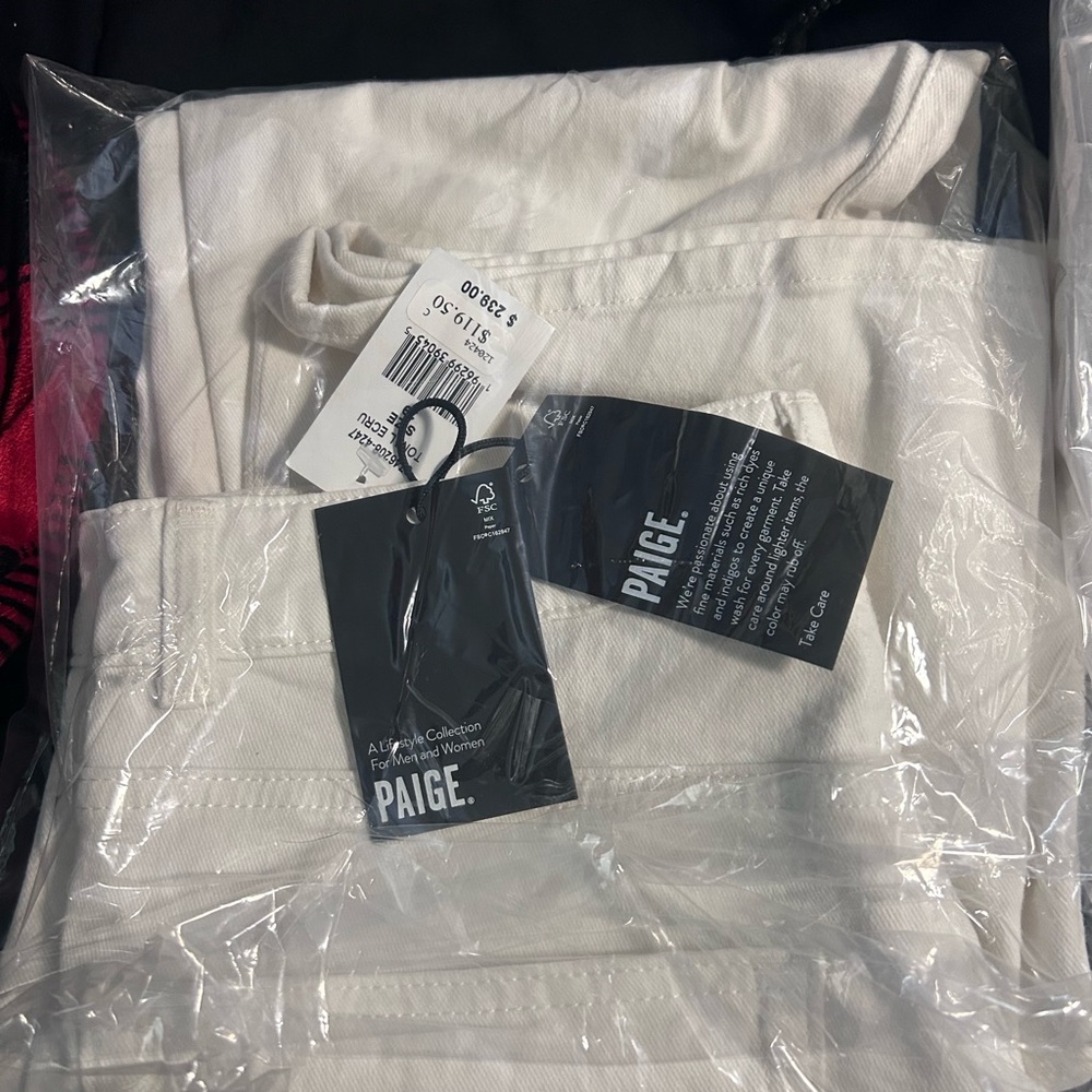 PAIGE Genevieve High Rise Flare Cream Trousers